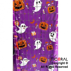 CORTINA CUADROS HALLOWEEN VIOLETA 2MT X 1MT x 1